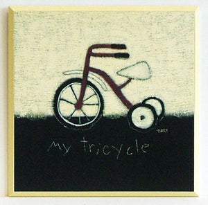 Obraz - Rysunkowy rowerek trójkołowy - reprodukcja na płycie A2980 25x25 cm - Obrazy Reprodukcje Ramy | ergopaul.pl