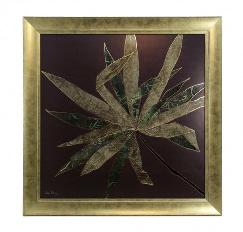Obraz - Egzotyczny liść ze złotą nitką- reprodukcja DEH1014 w ramie 70x70 cm. - Obrazy Reprodukcje Ramy | ergopaul.pl