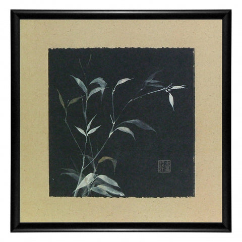 Obraz - Bambusowe gałązki na czarnym papierze - reprodukcja WI1516 oprawiona w ramę 35x35 cm. - Obrazy Reprodukcje Ramy | ergopaul.pl