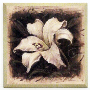 Obraz - Kwiaty pędzlem, biała lilia - reprodukcja na płycie D1915 19x19 cm - Obrazy Reprodukcje Ramy | ergopaul.pl