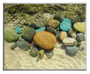 Obraz - Fotografie znad morza, kolorowe kamienie - reprodukcja  A6435 na płycie 51x41 cm. - Obrazy Reprodukcje Ramy | ergopaul.pl