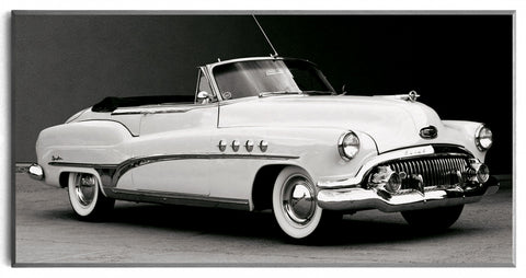 Obraz - Buick kabriolet, czarno-biała fotografia samochodu - reprodukcja 2AP3218 na płycie 71x36 cm. - Obrazy Reprodukcje Ramy | ergopaul.pl