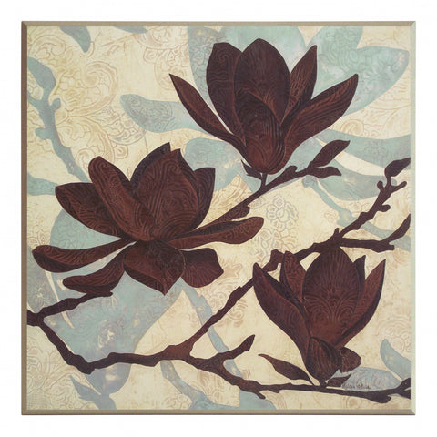 Obraz - Gałązki Magnolii na ornamentach - reprodukcja A5788 na płycie 51x51 cm. - Obrazy Reprodukcje Ramy | ergopaul.pl