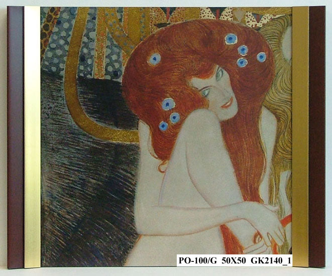 Obraz - Gustav Klimt, Fryz Beethovena' - detal - reprodukcja na płycie w półramie GK2140 50x50 cm. - Obrazy Reprodukcje Ramy | ergopaul.pl
