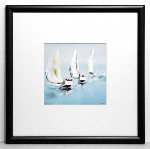 Obraz - Pastelowe łódki - reprodukcja w ramie z passe-partout IGP4060 30x30 cm - Obrazy Reprodukcje Ramy | ergopaul.pl
