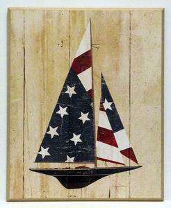 Obraz - Model łodzi z flagą amerykańską - reprodukcja WI2995 na płycie 42x52 cm. - Obrazy Reprodukcje Ramy | ergopaul.pl