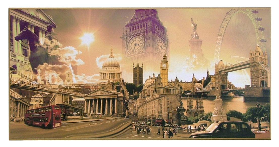 Obraz - Kolaż, brytyjskie budowle, Londyn - reprodukcja na płycie AP285 101x51 cm - Obrazy Reprodukcje Ramy | ergopaul.pl