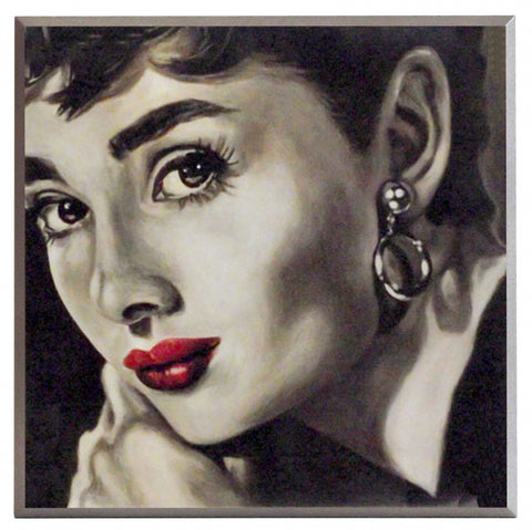 Obraz - Czerwone usta - Audrey Hepburn - reprodukcja na płycie FR5265 51x51cm - Obrazy Reprodukcje Ramy | ergopaul.pl