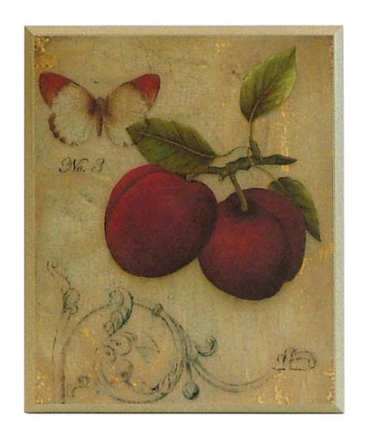 Obraz - Motywy botaniczne, wiśnie z motylem - reprodukcja A6076 na płycie 26x31 cm. - Obrazy Reprodukcje Ramy | ergopaul.pl