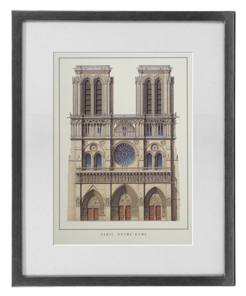 Obraz - Francuska Architektura, Paris Notre-Dame - reprodukcja AP018 w ramie z passe-partout 37X50 cm. - Obrazy Reprodukcje Ramy | ergopaul.pl