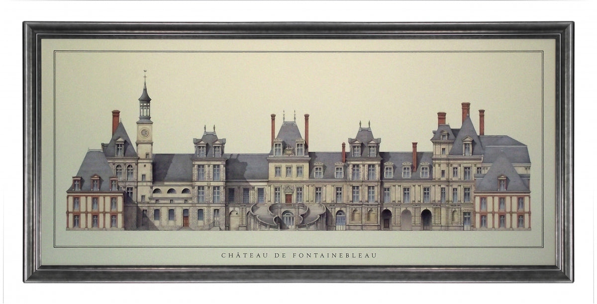 Obraz - Francuska Architektura, Chateau de Fontainebleau - reprodukcja AP398 oprawiona w ramę 100x45 cm. - Obrazy Reprodukcje Ramy | ergopaul.pl