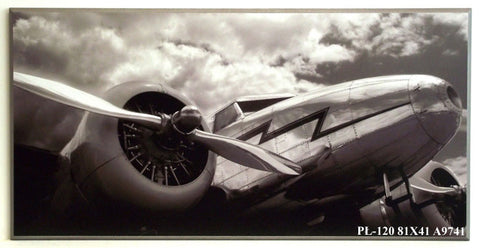 Obraz - Srebrny samolot, widok z ukosa - Decograph A9741 81x41 cm - Obrazy Reprodukcje Ramy | ergopaul.pl