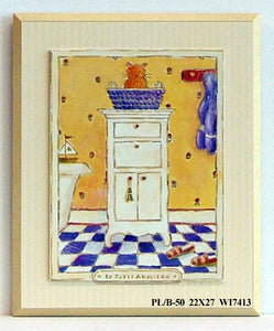 Obraz - Kotek w łazience, na szafce - reprodukcja na płycie WI7413 22x27 cm - Obrazy Reprodukcje Ramy | ergopaul.pl
