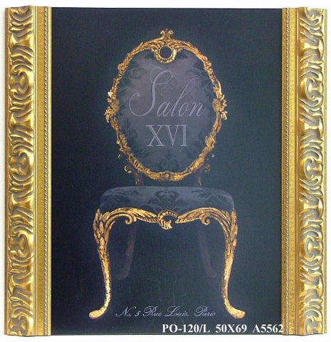 Obraz - W czerni, barokowe krzesło - reprodukcja w półramie A5562 50x69 cm - Obrazy Reprodukcje Ramy | ergopaul.pl