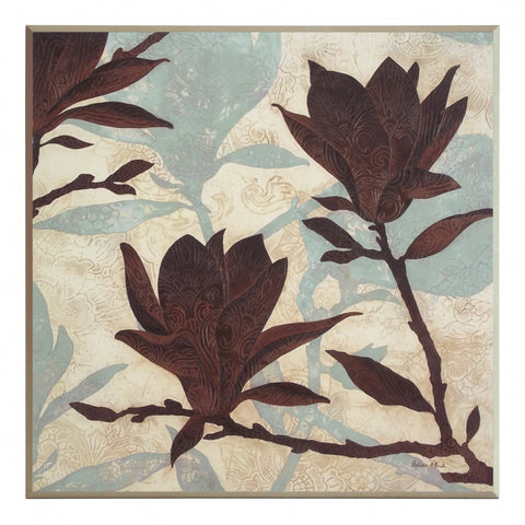 Obraz - Gałązki Magnolii na ornamentach - reprodukcja  A5789 na płycie 51x51 cm. - Obrazy Reprodukcje Ramy | ergopaul.pl