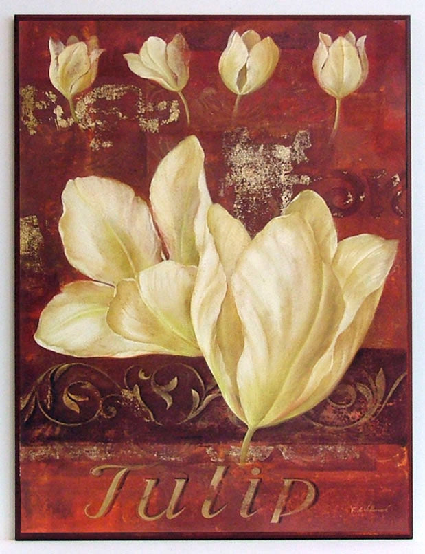 Obraz - Białe tulipany - reprodukcja na płycie A4684 61x81 cm - Obrazy Reprodukcje Ramy | ergopaul.pl