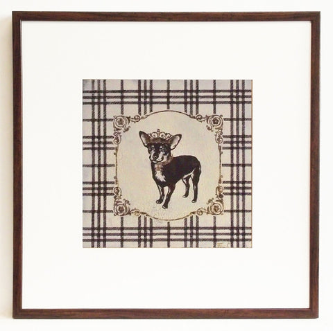 Obraz - Królewskie psy, chihuahua na tle szkockiej kraty - reprodukcja w ramie A8619 50x50 cm - Obrazy Reprodukcje Ramy | ergopaul.pl