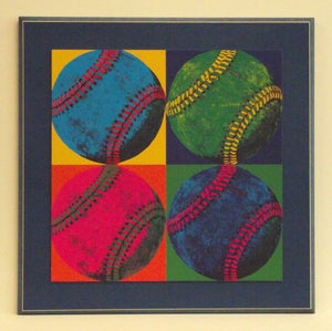 Obraz - Kolorowe piłki baseballowe w stylu Andy'ego Warhola - reprodukcja WI9870 na płycie z pogrubieniem 52x52 cm. - Obrazy Reprodukcje Ramy | ergopaul.pl