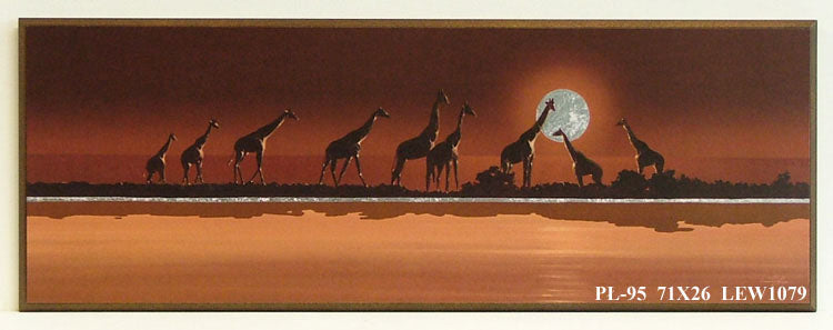 Obraz - Zachodzące słońce na safari, żyrafy - reprodukcja na płycie LEW1079 71x26 cm - Obrazy Reprodukcje Ramy | ergopaul.pl