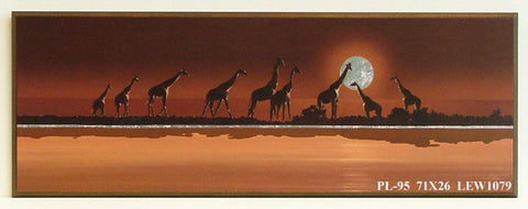 Obraz - Zachodzące słońce na safari, żyrafy - reprodukcja na płycie LEW1079 71x26 cm - Obrazy Reprodukcje Ramy | ergopaul.pl
