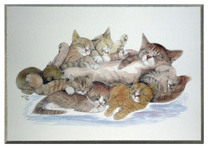 Obraz - Małe zwierzątka, kotka z kociętami - reprodukcja na płycie SO71175 51x36 cm - Obrazy Reprodukcje Ramy | ergopaul.pl