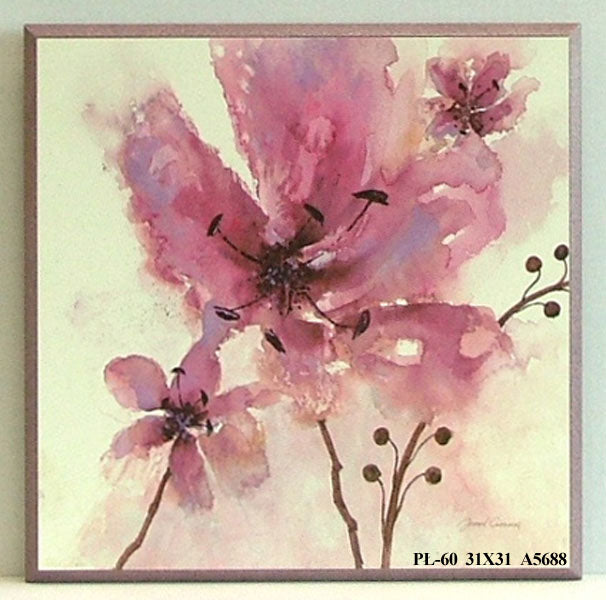Obraz - Różowe akwarelowe kwiaty - reprodukcja na płycie A5688 31x31 cm - Obrazy Reprodukcje Ramy | ergopaul.pl