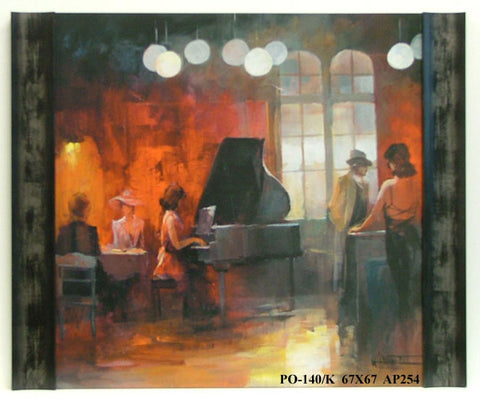 Obraz - Lokal z muzyką na żywo, kolacja przy fortepianie - reprodukcja w półramie AP254 67x67 cm - Obrazy Reprodukcje Ramy | ergopaul.pl