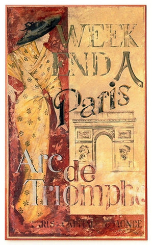 Obraz - Modowy plakat vintage, Weekend w Paryżu - reprodukcja A2731 na płycie 55x91 cm. - Obrazy Reprodukcje Ramy | ergopaul.pl