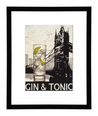 Obraz - Drinki, Gin&amp;Tonic - reprodukcja D3923 w ramie z passe-partout 25x30 cm. - Obrazy Reprodukcje Ramy | ergopaul.pl