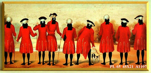 Obraz - Czerwone stroje, panowie we frakach stojący tyłem - Decograph A1107 45x21 cm - Obrazy Reprodukcje Ramy | ergopaul.pl