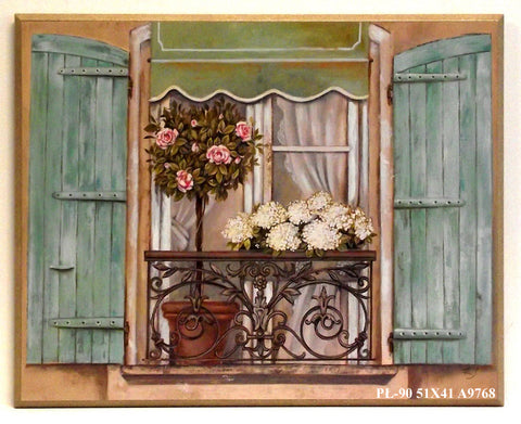 Obraz - Balkon ozdobiony roślinami - reprodukcja na płycie A9768 51x41 cm - Obrazy Reprodukcje Ramy | ergopaul.pl