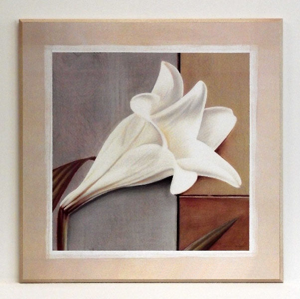 Obraz - Kwiat na geometrycznym tle, lilia - reprodukcja na płycie TR1114 31x31 cm - Obrazy Reprodukcje Ramy | ergopaul.pl