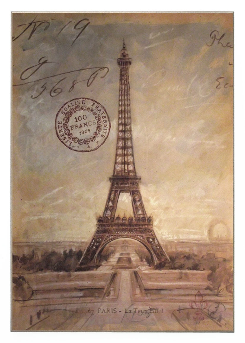 Obraz - Rysunek Paryża, Wieża Eiffla - reprodukcja na płycie A2963 70x100 cm - Obrazy Reprodukcje Ramy | ergopaul.pl