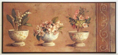 Obraz - Kwiaty w ceramicznych doniczkach vintage - reprodukcja A2637EX na płycie  61x28 cm. - Obrazy Reprodukcje Ramy | ergopaul.pl