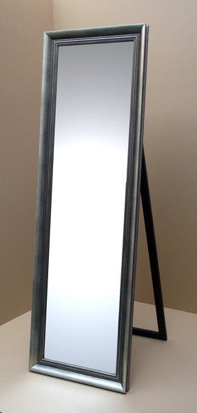 Lustro kryształowe stojące 37x137 cm, bez fazy, w ramie drewnianej srebrnej LS-175/9062S - Obrazy Reprodukcje Ramy | ergopaul.pl