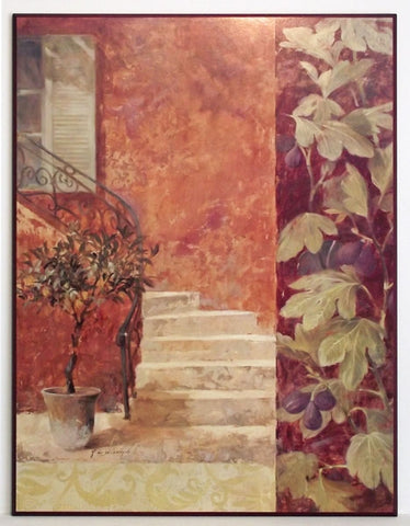 Obraz - Śródziemnomorski zakątek ze schodami - reprodukcja na płycie A4507 61x81 cm - Obrazy Reprodukcje Ramy | ergopaul.pl