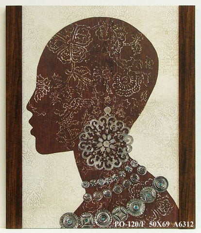 Obraz - Profil czarnoskórej kobiety z ornamentami - reprodukcja w półramie A6312 50x69 cm - Obrazy Reprodukcje Ramy | ergopaul.pl