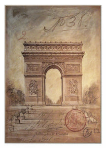 Obraz - Rysunek Paryża, Łuk Triumfalny - reprodukcja na płycie A3087 70x100 cm - Obrazy Reprodukcje Ramy | ergopaul.pl