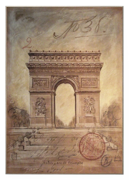 Obraz - Rysunek Paryża, Łuk Triumfalny - reprodukcja na płycie A3087 70x100 cm - Obrazy Reprodukcje Ramy | ergopaul.pl