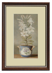 Obraz - Kwiaty w porcelanowych doniczkach, Biała Lilia - reprodukcja D0770 w ramie 20x32 cm. - Obrazy Reprodukcje Ramy | ergopaul.pl