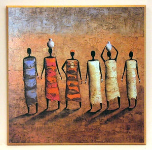Obraz - Postacie czarnoskórych kobiet w kolorowych sukniach - reprodukcja na płycie A3618 71x71 cm - Obrazy Reprodukcje Ramy | ergopaul.pl