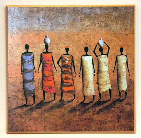 Obraz - Postacie czarnoskórych kobiet w kolorowych sukniach - reprodukcja na płycie A3618 71x71 cm - Obrazy Reprodukcje Ramy | ergopaul.pl