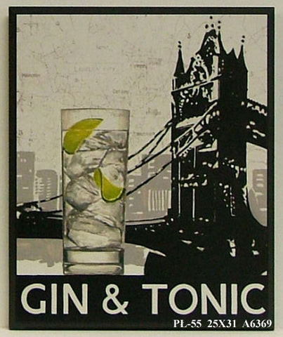 Obraz - Drink na tle miasta, Gin&amp;Tonic - reprodukcja na płycie A6369 25x31 cm - Obrazy Reprodukcje Ramy | ergopaul.pl