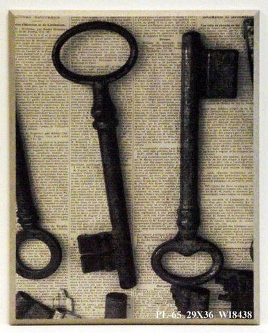 Obraz - Zdjęcie starodawnych kluczy na gazecie - reprodukcja w ramie WI8438 29x36 cm - Obrazy Reprodukcje Ramy | ergopaul.pl