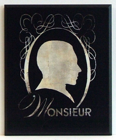 Obraz - Szyld z zarysem profilu mężczyzny, Monsieur - reprodukcja na płycie A6680 25x31 cm - Obrazy Reprodukcje Ramy | ergopaul.pl