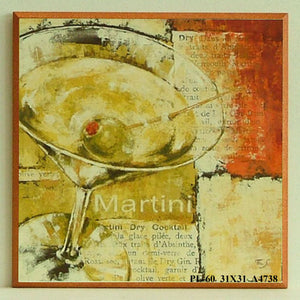 Obraz - Drink, martini z oliwką - reprodukcja na płycie A4738 31x31 cm - Obrazy Reprodukcje Ramy | ergopaul.pl
