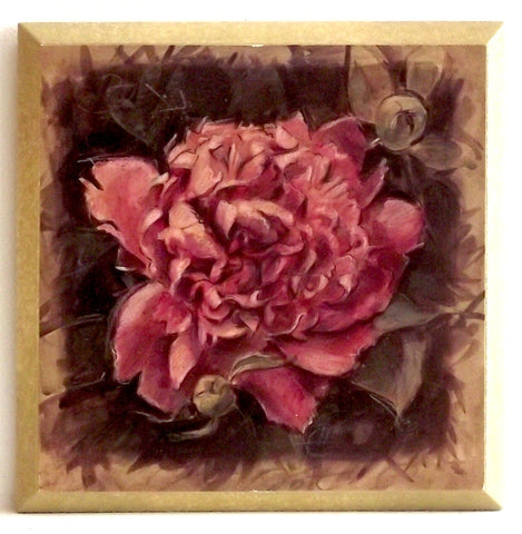 Obraz - Kwiaty pędzlem, peonia - reprodukcja na płycie D1916 19x19 cm - Obrazy Reprodukcje Ramy | ergopaul.pl