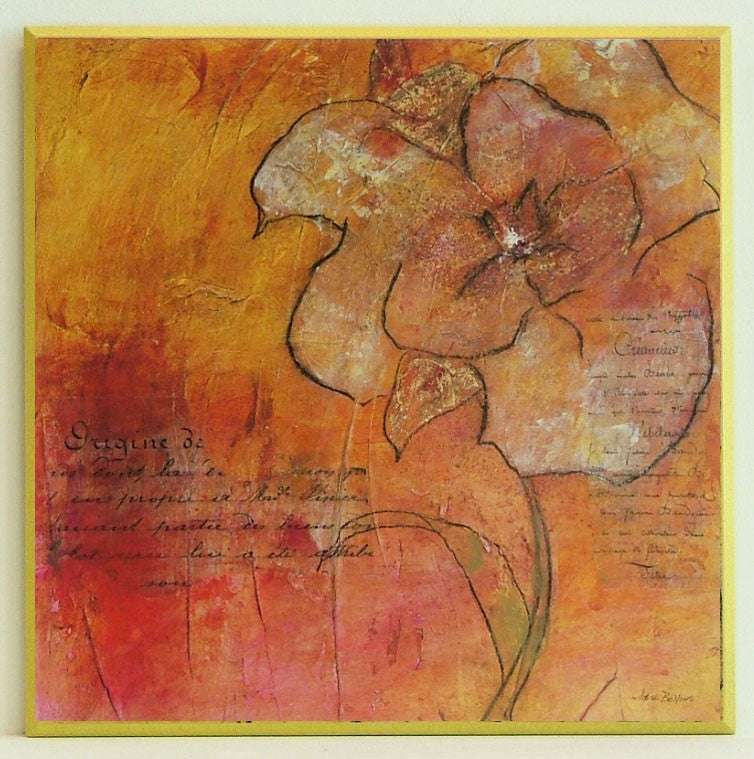 Obraz - Czerwono - żółta kompozycja z kwiatkiem - reprodukcja na płycie A4264 41 x41 cm. - Obrazy Reprodukcje Ramy | ergopaul.pl