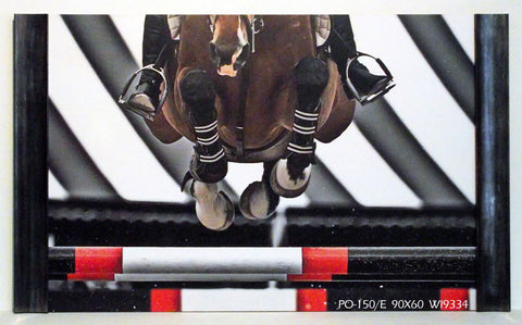 Obraz - Konie, skok przez przeszkodę, fotografia - reprodukcja WI933 oprawiona w pionowe ramy 90x60 cm. - Obrazy Reprodukcje Ramy | ergopaul.pl