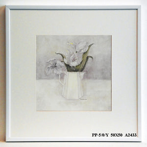 Obraz - Białe kwiatki w doniczce - reprodukcja w ramie A2433 50x50 cm - Obrazy Reprodukcje Ramy | ergopaul.pl